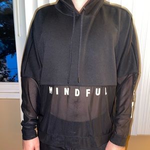 Mesh Black block print alo movement hoodie